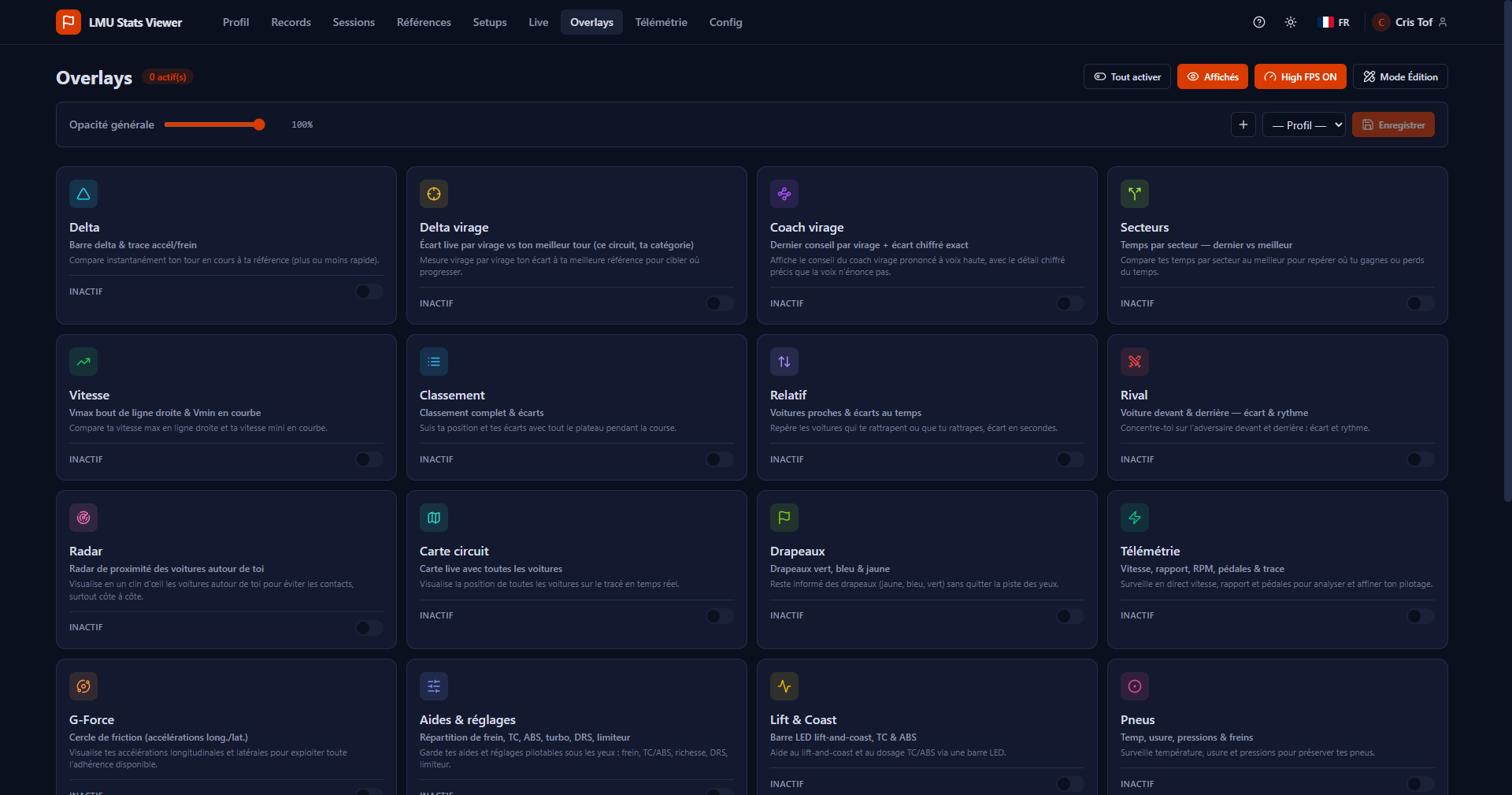 Page Overlays : 23 widgets à activer et positionner